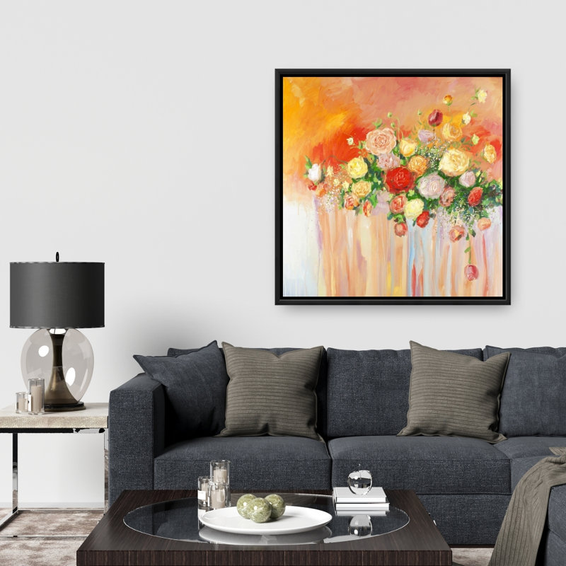 Bouquet de fleurs abstraites multicolores, reproduction sur toile