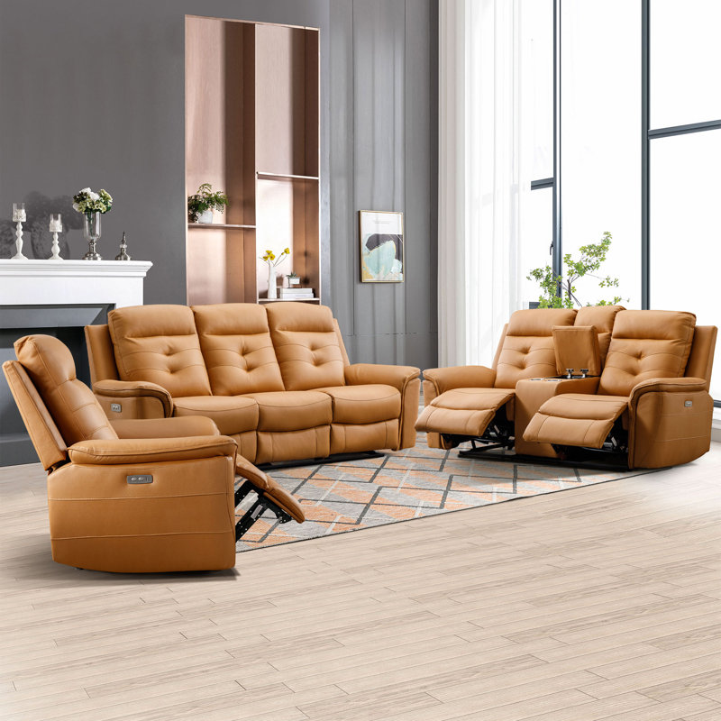 Alteo 3-Piece Power Reclining Living Room Set, Orange