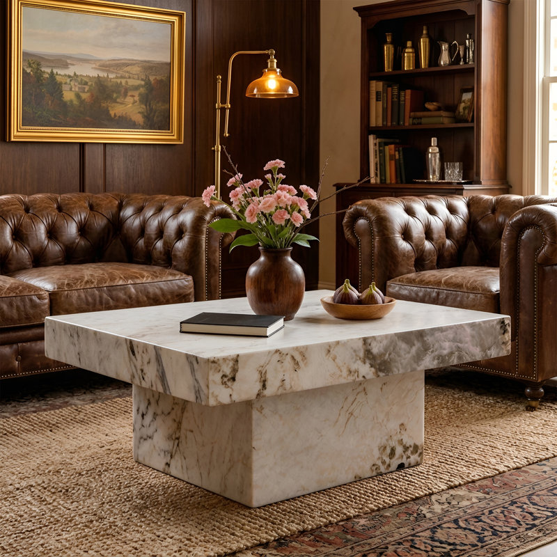 Table basse moderne avec un design texturé élégant, Beige