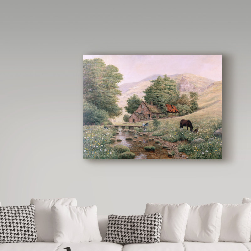 « pâturage », reproduction de peinture à l’huile sur toile tendue, H 24 po x l 32 po x P 2 po
