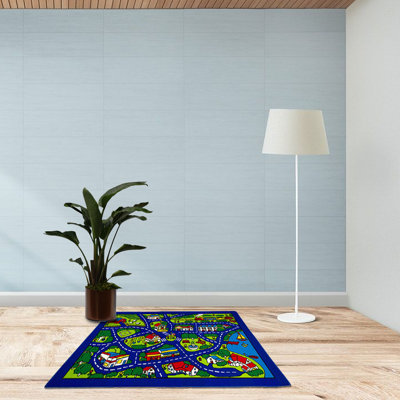 Tapis géométrique bleu/vert/rouge Philpot