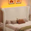 Ensemble de chambre à coucher 3 pièces, lit en velours côtelé à DEL à profil haut + 2 tables de chevet avec DEL et station de charge-1749122998-1808349035