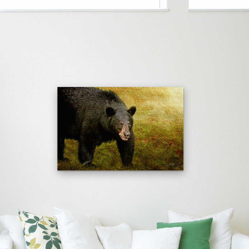 Large Black Bear Canvas Print with Wooden Frame