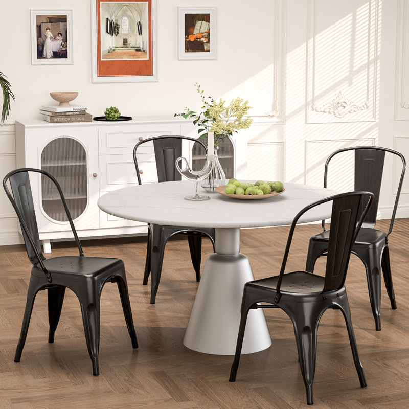 Aryah Stacking Parsons Dining Chair in Black, 330 lbs Weight Capacity