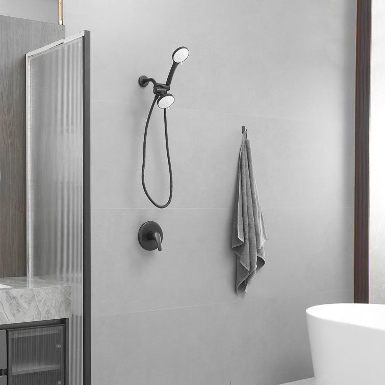 Single-Handle 4-Spray Dual Shower Faucet Set Trim Kit 1.8 GPM With Valve And Filtered Handheld Shower Head In Polished