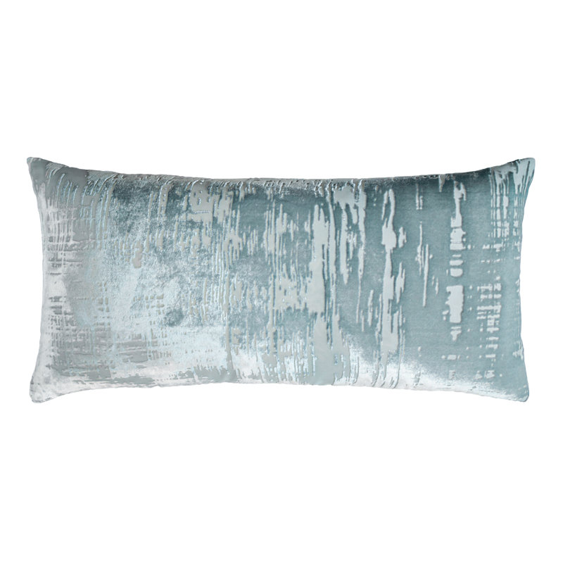 Brush Stroke Lumbar Pillow Cover & Insert, Ice, 12" H x 24" W