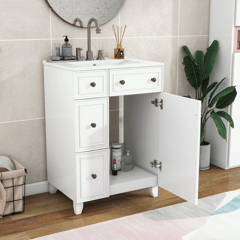 Armoire de salle de bain Madielyn, Blanc, Silver