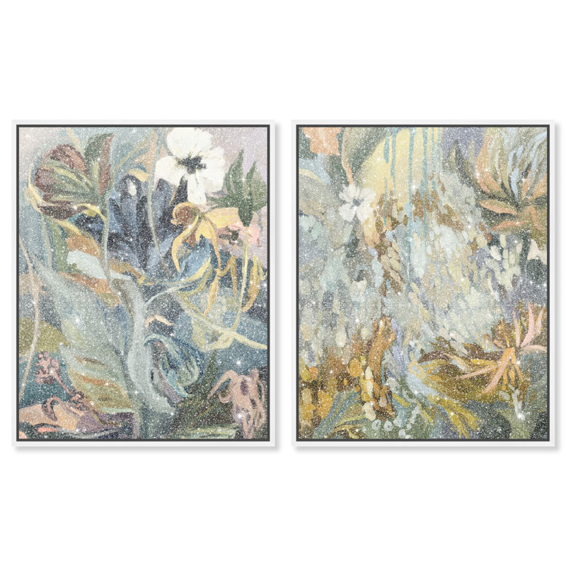 Moss Overlap Set Set by Oliver Gal, 92"H x 74"W, White Floater Frame