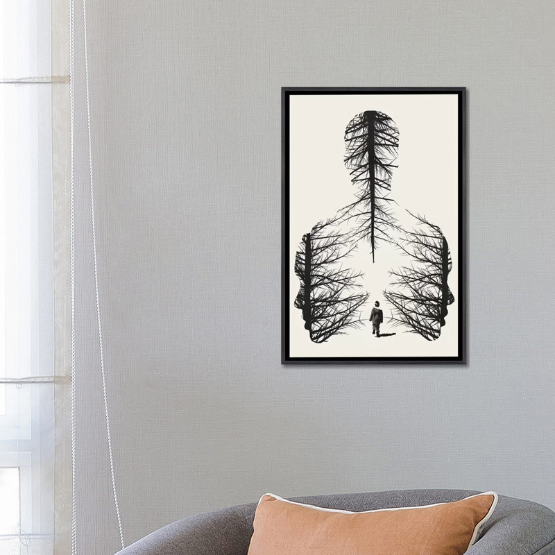 "the walk" par décor¡ niel taylor-impression sur graphiques, Toile avec cadre noir patiné, H 26 po x l 18 po x 1,5 po