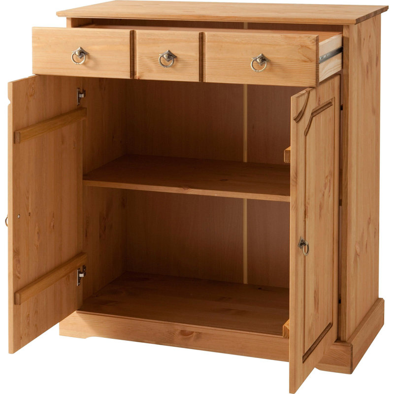 Turkay 81cm Solid Wood Sideboard, Nature Brown Oil