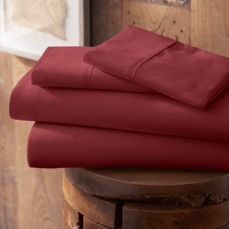 Ensemble de draps en microfibre Sateen, Ensemble de draps pour lit simple TG + drap-housse, Cabernet