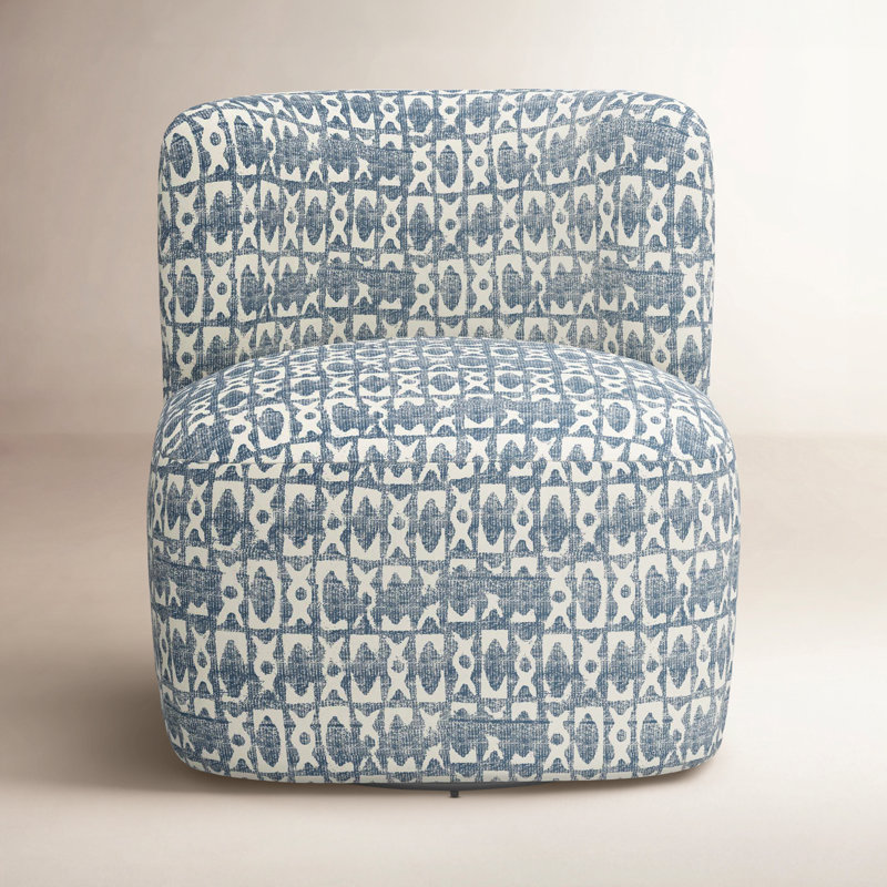 Fauteuil de chambre pivotant rembourré Mariza, Blocs texturés bleus