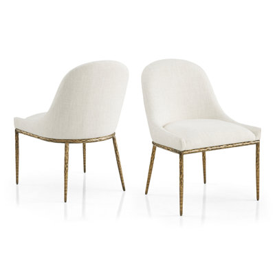 Lalia Modern Upholstered Hammered Metal Side Chair