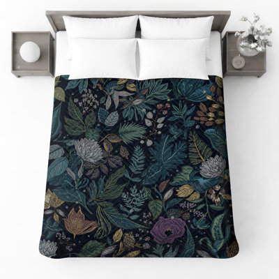 Botanical Leafy Pattern Quilted Bedspread All Sizes