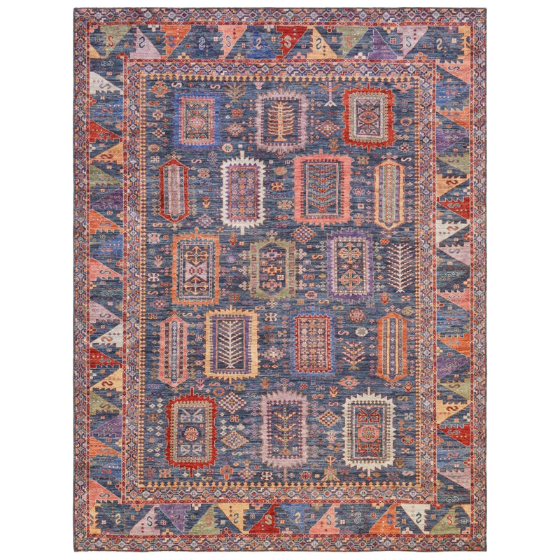 New Turkmen Afghan One-of-a-Kind Rectangle 9'3" X 12' Area Rug