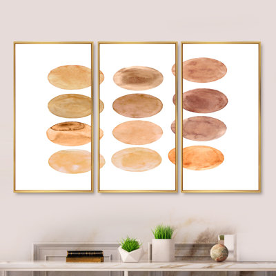 " Twelve Circle " 3 Piece Art Watercolor Painting