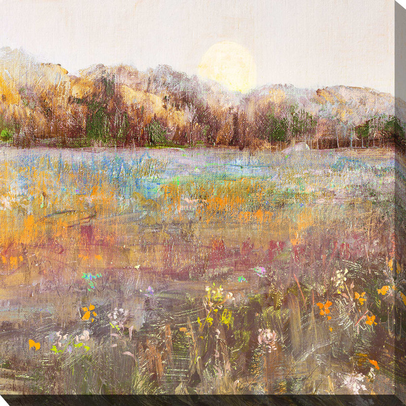 Meadow Moonrise par Katie Swatland - Peinture, L 18 po x H 18 po, Toile tendue