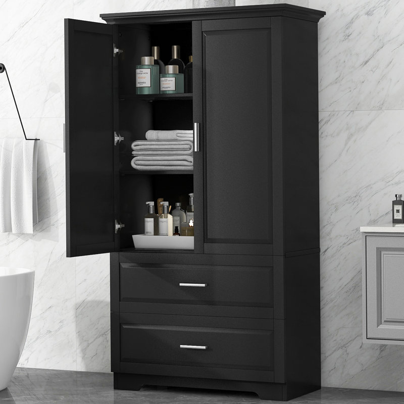 Armoire de salle de bain autoportante 63,2 po Young, Noir
