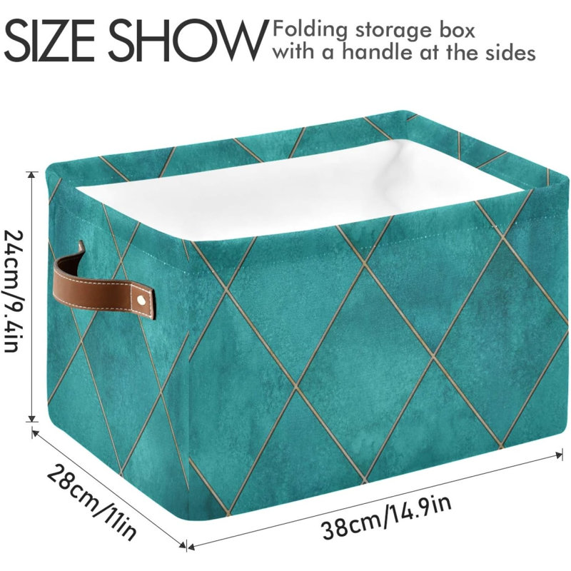 2-pack Teal Geometric Storage Bins