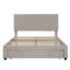 Grand lit plateforme tapissier en velours avec grand tiroir et rangement - Beige