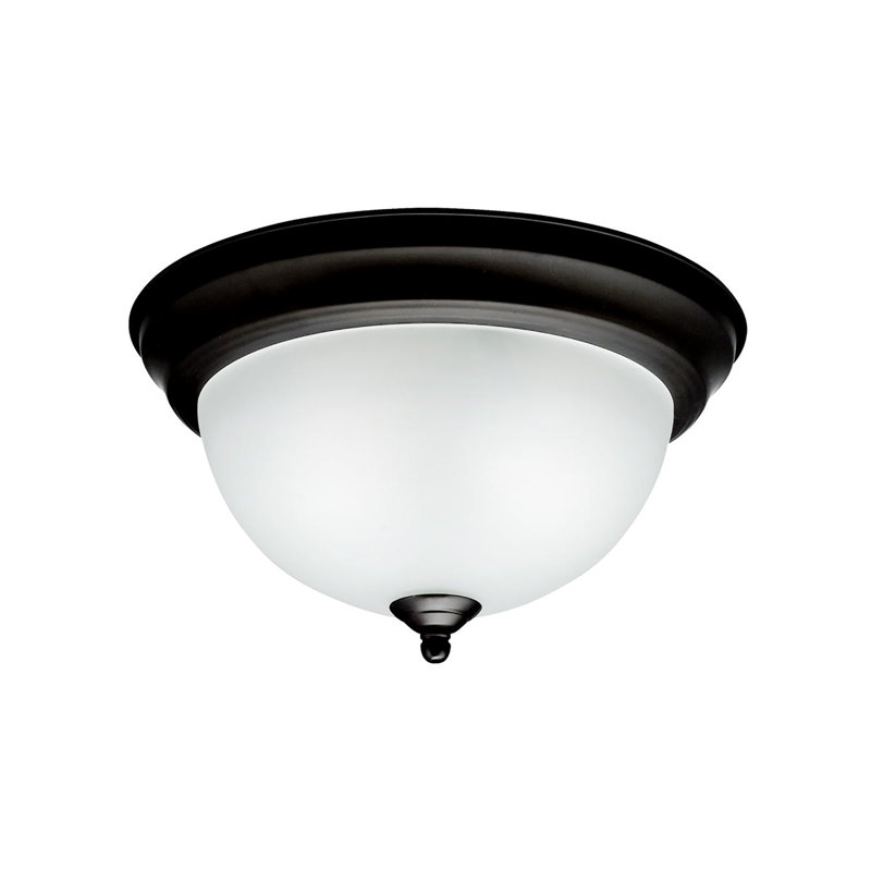 Mick Glass Flush Mount, Olde Bronze, 6" H x 13.5" Dia