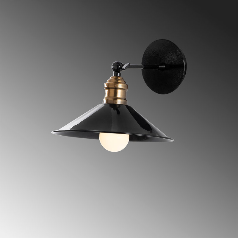 Elegant Black Wall Lamp, Scandinavian Design, 9.4 x 11.8 x 7.1 Inches | Durable Metal Body, E27 Socket (Max 40W) | IP20 Rated, Perfect for Modern Living Rooms & Bedrooms, Stylish and Functional Lighting