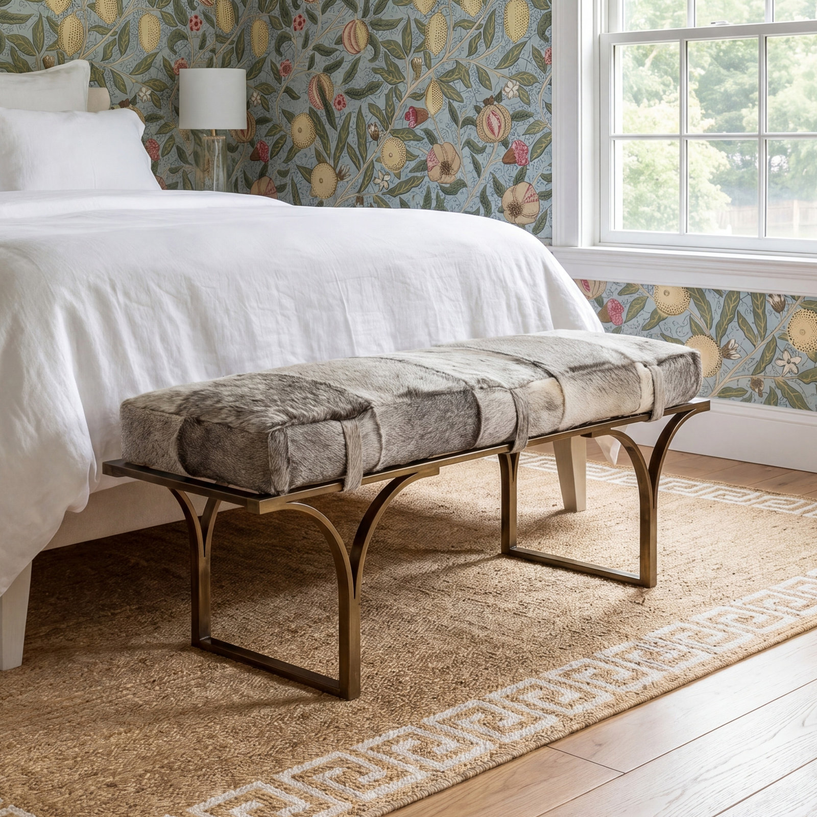 Magnolia Bench, Caramel Genuine Leather
