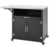 Versatile Outdoor Cabinet With Folding & Expandable Work Surfaces With Lockable Wheels