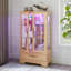 Vitrine lumineuse en verre avec tablettes réglables - 2 portes, 1 tiroir, lumières DEL, finition chêne clair élégant