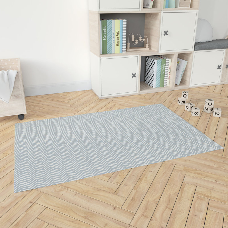 Chevron Snug Activity Mat, Slate Blue/Blue, Rectangle 2' x 3'