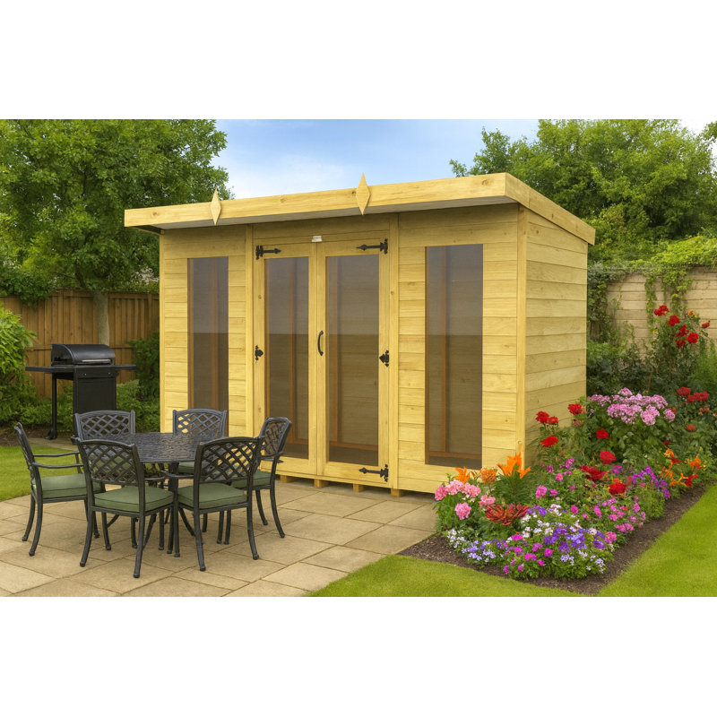 10ft x 4ft Pent Summer House (Full Height Window)