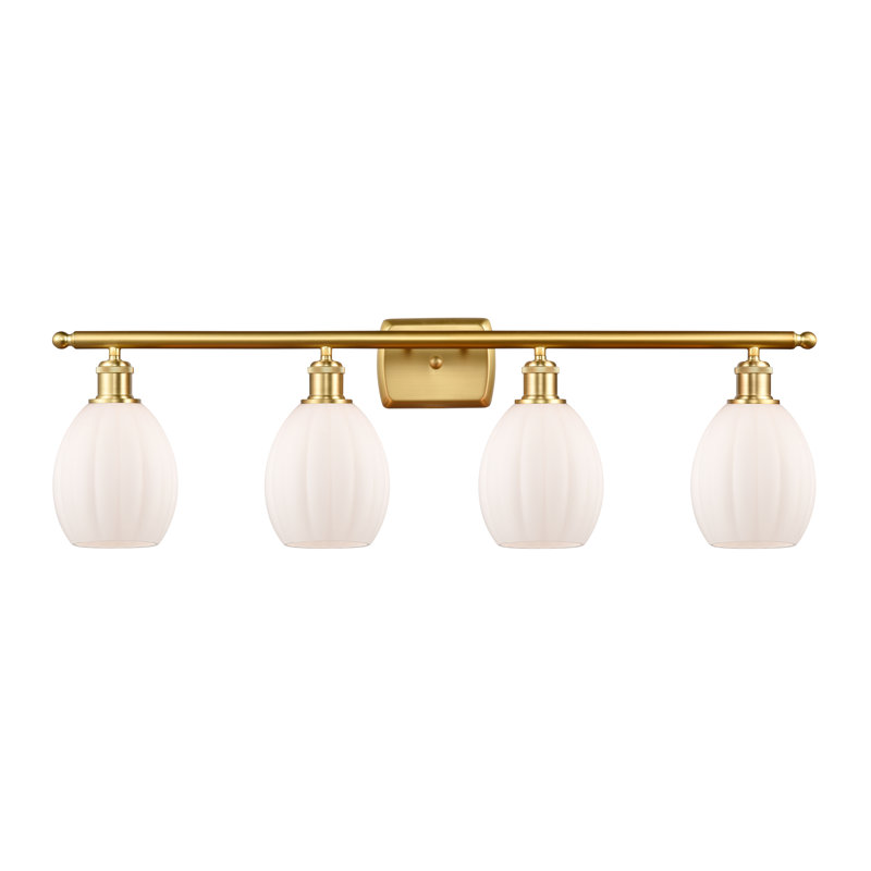 Éclairage pour meuble-lavabo 4 lumières Fleury, Blanc mat, Or satiné, Incandescent