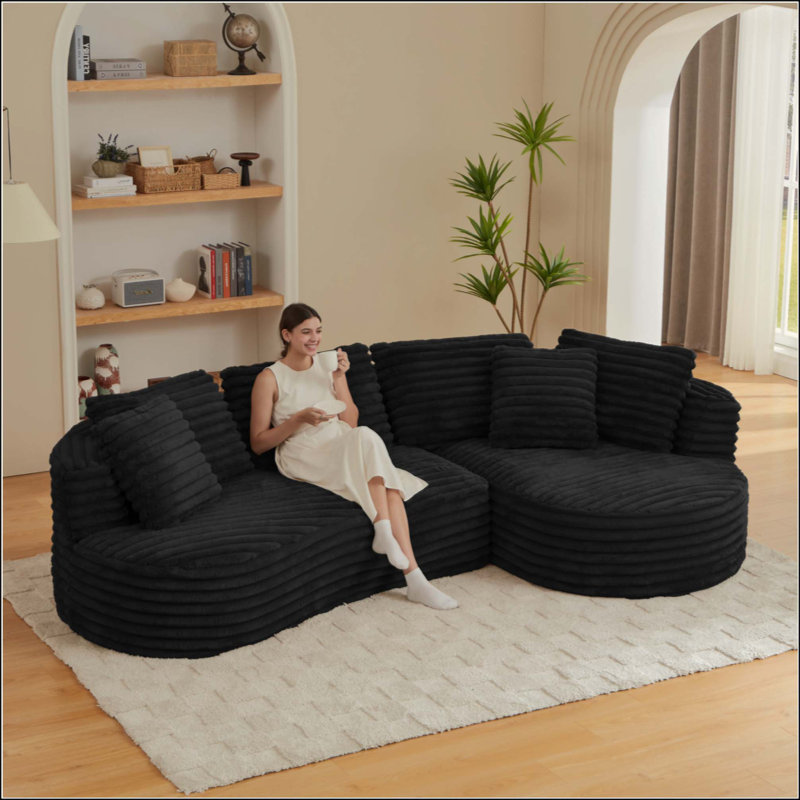 Canapé modulaire surdimensionné moderne en forme de L surdimensionné, design minimaliste, canapé-lit confortable pour les salons, les appartements et les espaces de réception, aucun assemblage requis