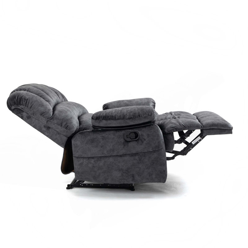 Grand fauteuil inclinable manuel en tissu pour le salon, Gris foncé