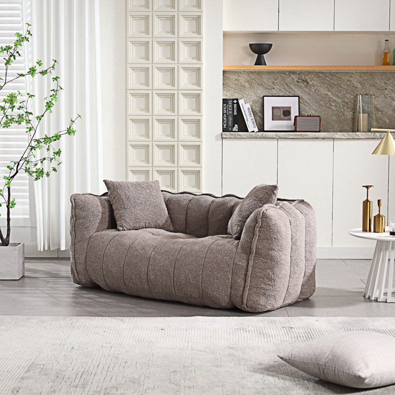 Sofas Chenille Boneless Sofa, Bean Bag, Brown
