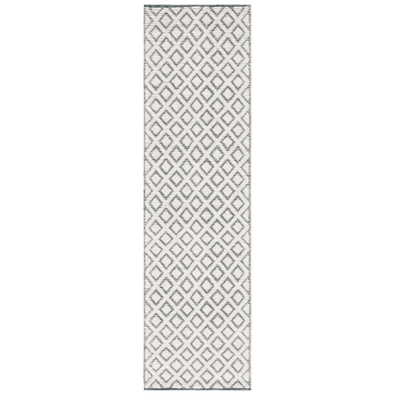 Vermont Hand Woven Wool Geometric Rug, Runner 2'3" x 8'