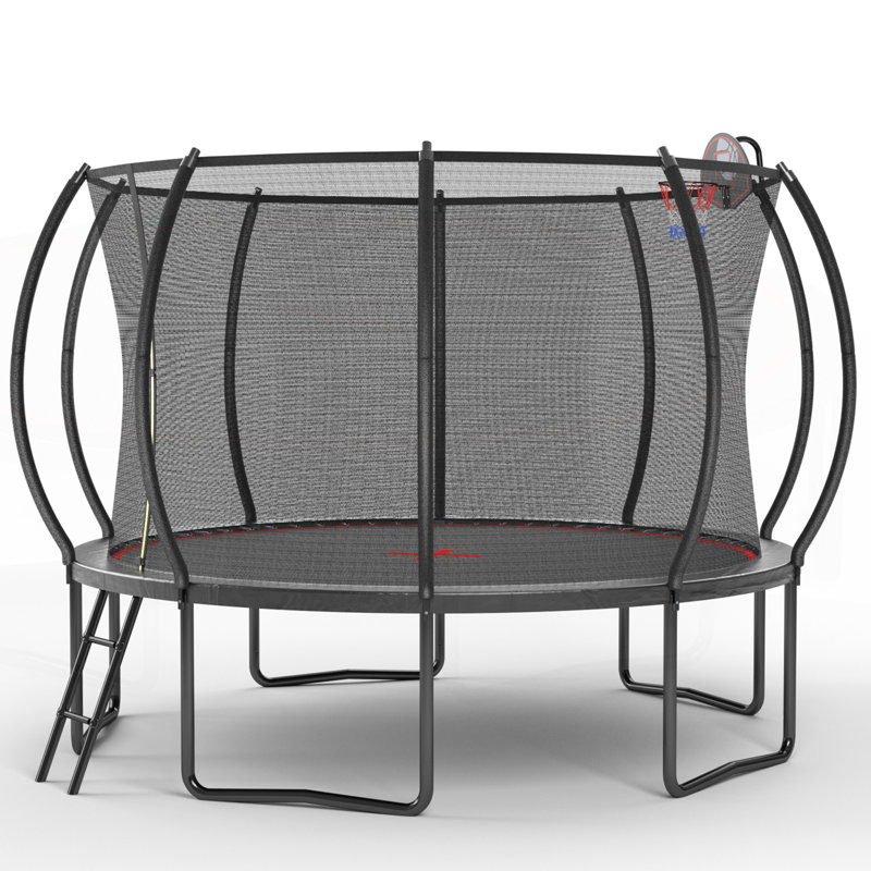 Durable Outdoor Trampoline with Multiple Safety Features and Fun Accessories