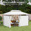 Cream White Spacious Two-Tier Patio Gazebo with Removable Privacy Curtains, Heavy-Duty Metal Frame, and Anchoring Kit for Backyard and Deck Use-128989885