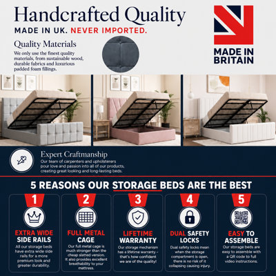 Buckingham Upholstered Ottoman Storage Bed