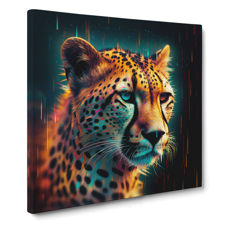 Cheetah Glitch Art No.1 - Print, 50cm H x 50cm W x 3cm D