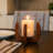 Zeppelin Decorative Glass Hurricane Candle Holder with Wooden Base - Modern Pillar Candlestick Holder for Tabletop or Home Decor - Brown-951034689