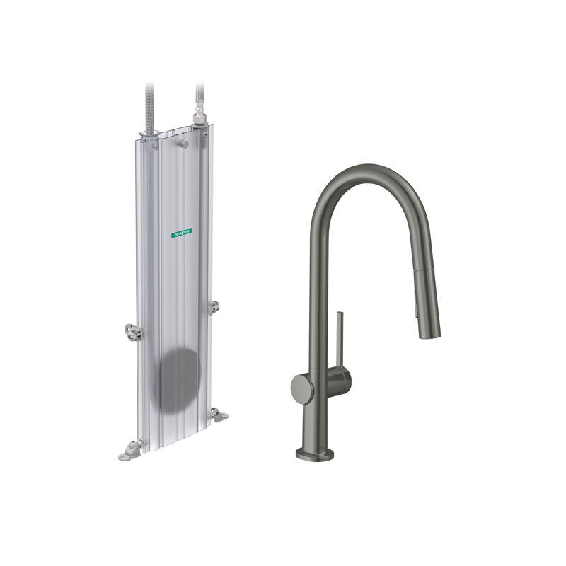 hansgrohe Talis N HighArc Kitchen Faucet, A-Style 2-Spray Pull-Down with sBox, 1.75 GPM, Brushed/Black/Chrome