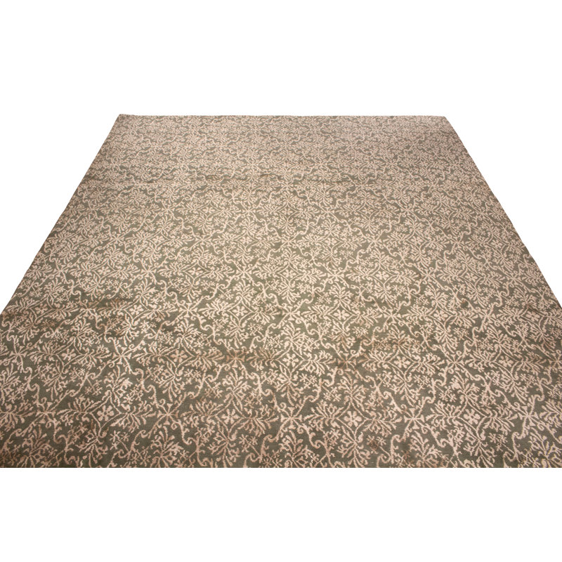 Brun Tapis décoratif de conception unique 8 pi x 10 pi noué à la main