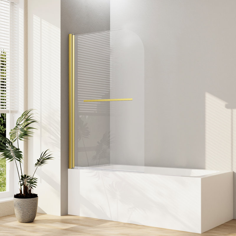 31"W x 55"H Brushed Gold Frameless Tempered Glass Bathtub Door