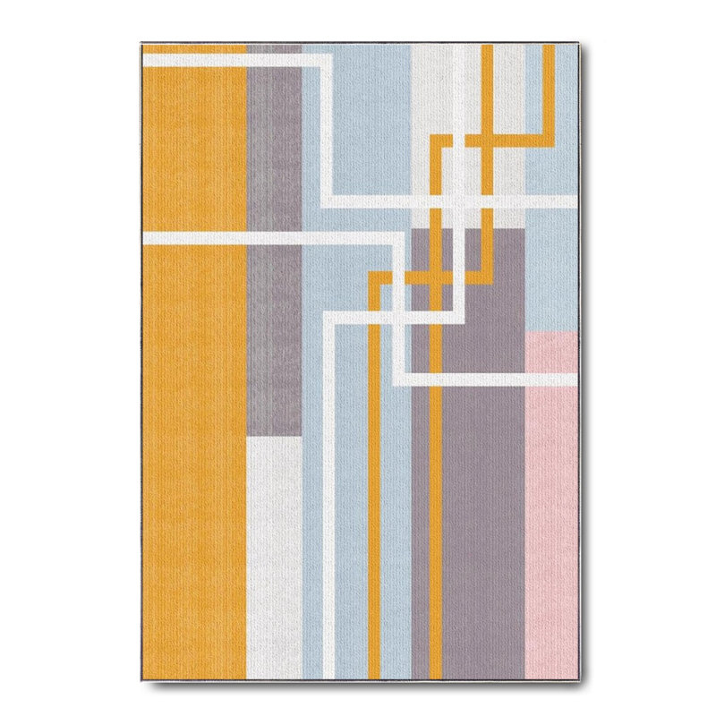 Tapis gris en chenille de coton à imprimé numérique gris, Rectangle 2 pi 7 po x 3 pi 11 po