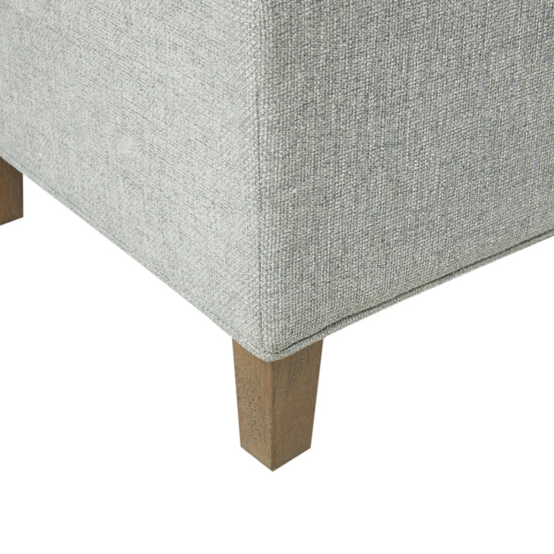 Soft Blue 48" Upholstered Storage Bench with Wood Legs
