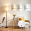 Lampe sur pied à abat-jour en tissu, lampe sur pied télécommandée à 3 températures de température avec interrupteur au pied, éclairage ambiant à structure en métal pour le salon et la chambre à coucher