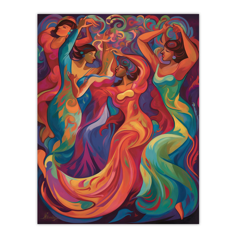 Wall Art Print Latino Traditional Dance Pastels South America Bright Bold Painting Rhythm Body Energy Theatre Arts Artwork Poster