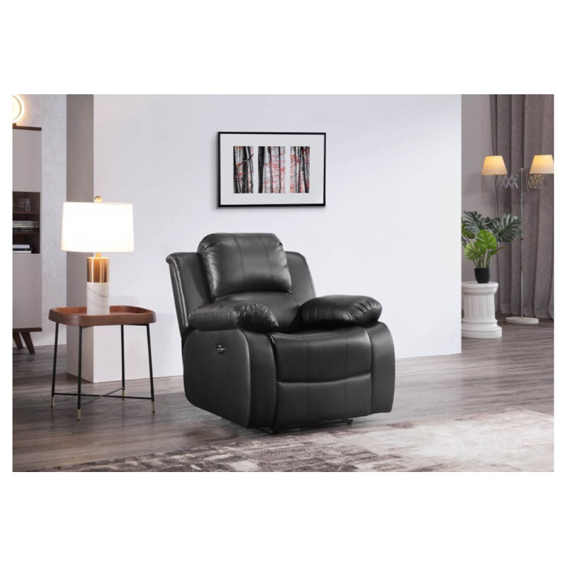 Arberie 102cm Wide Leather Match Standard Recliner, Black