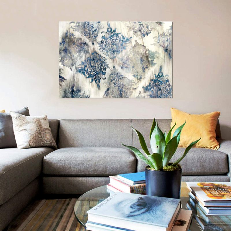 «Lucid Damask I» par Pl Galeria - Estampe numérique sur toile tendue avec châssis, H 12 po x l 18 po x P 1,5 po, Pas de tapis